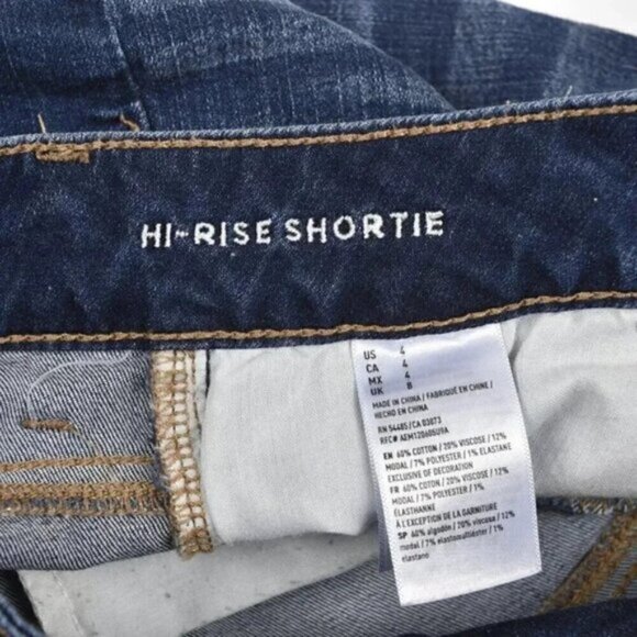 American Eagle Hi-Rise Shortie Jean Shorts Denim Dark Wash Size 4 - Picture 5 of 6